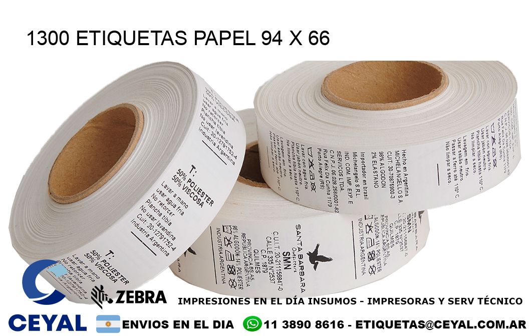 1300 ETIQUETAS PAPEL 94 x 66