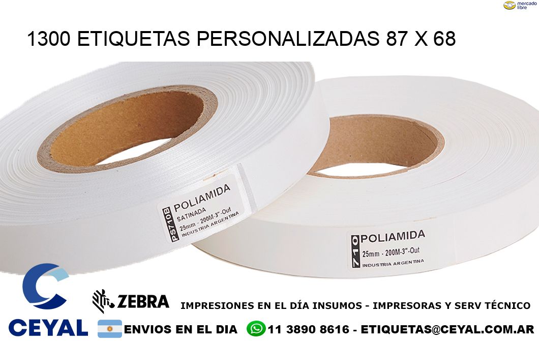 1300 ETIQUETAS PERSONALIZADAS 87 x 68