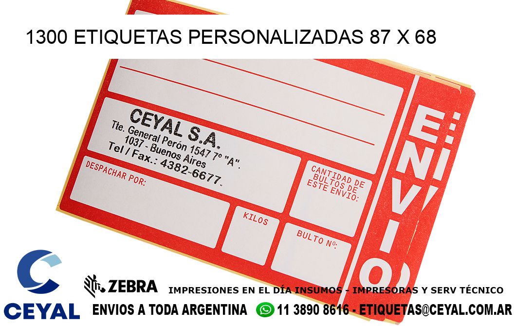 1300 ETIQUETAS PERSONALIZADAS 87 x 68