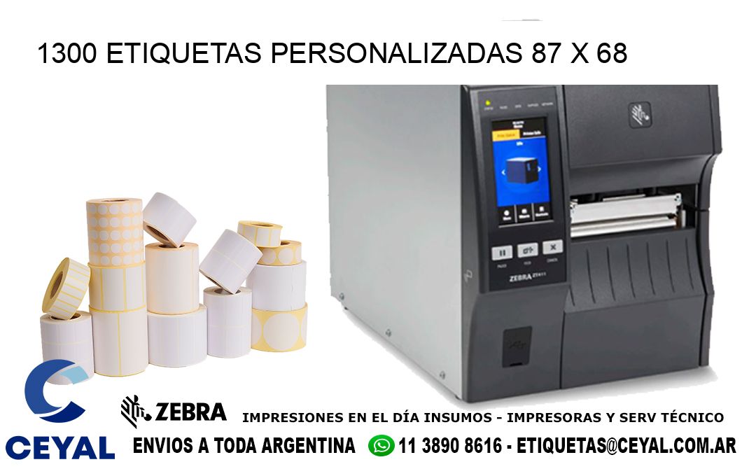 1300 ETIQUETAS PERSONALIZADAS 87 x 68