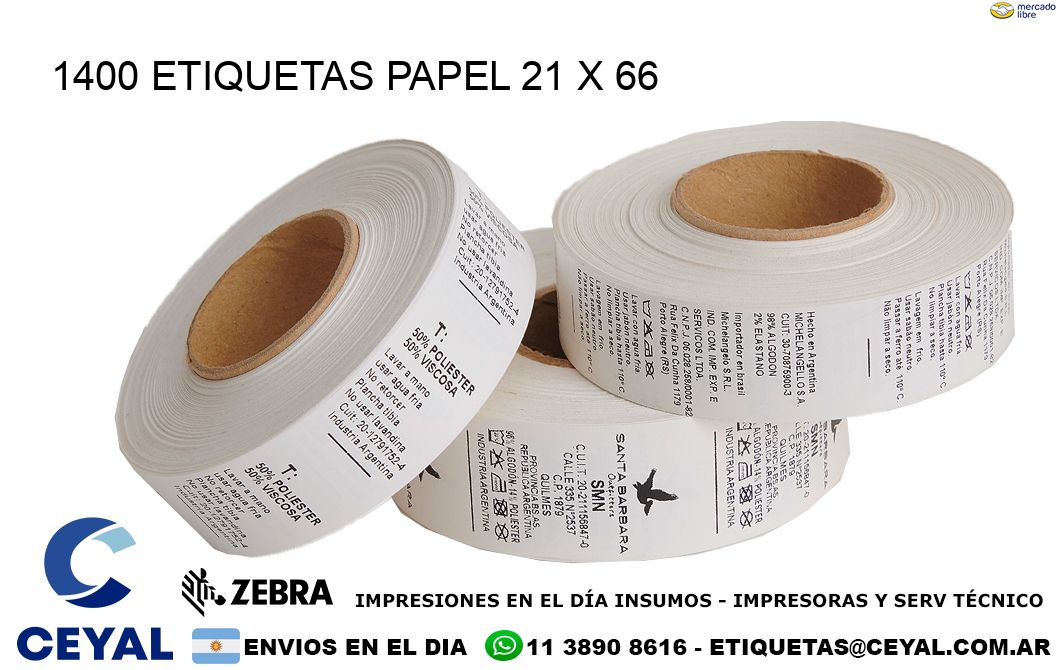 1400 ETIQUETAS PAPEL 21 x 66