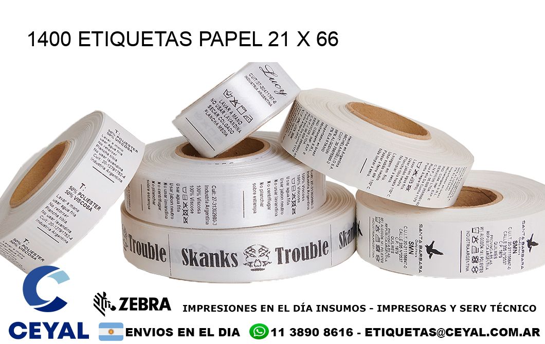 1400 ETIQUETAS PAPEL 21 x 66