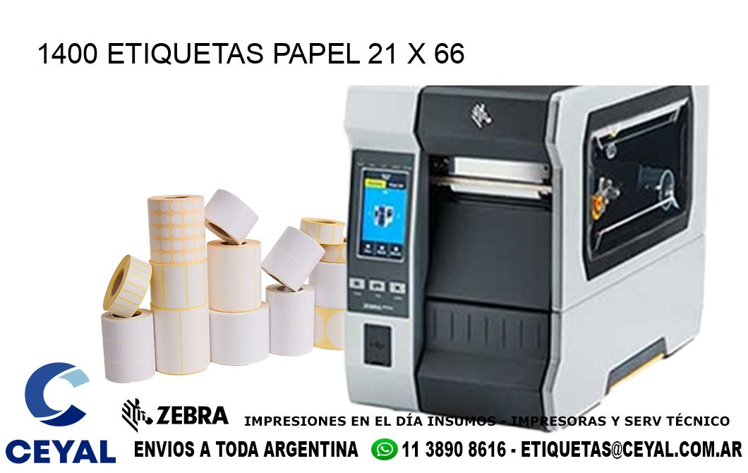 1400 ETIQUETAS PAPEL 21 x 66