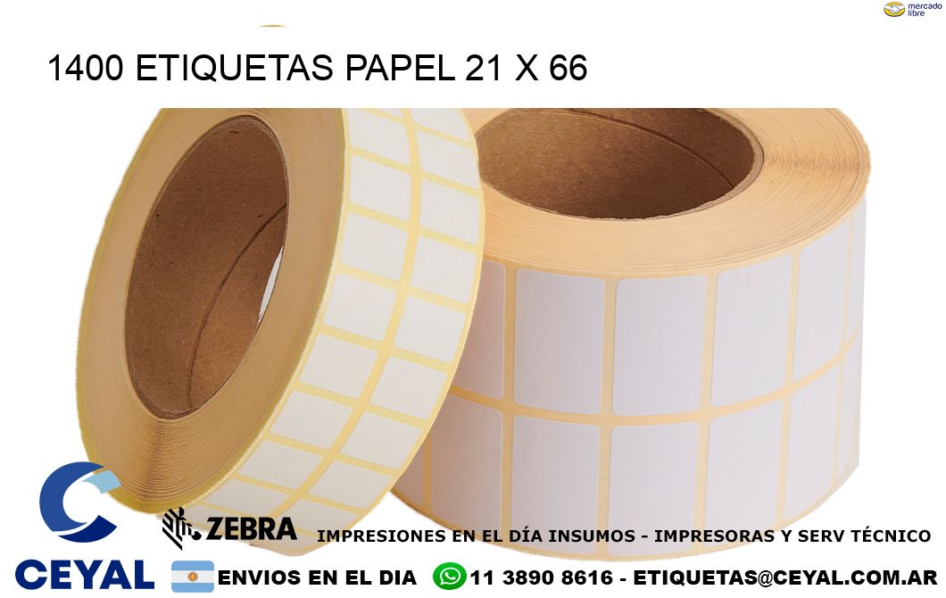 1400 ETIQUETAS PAPEL 21 x 66