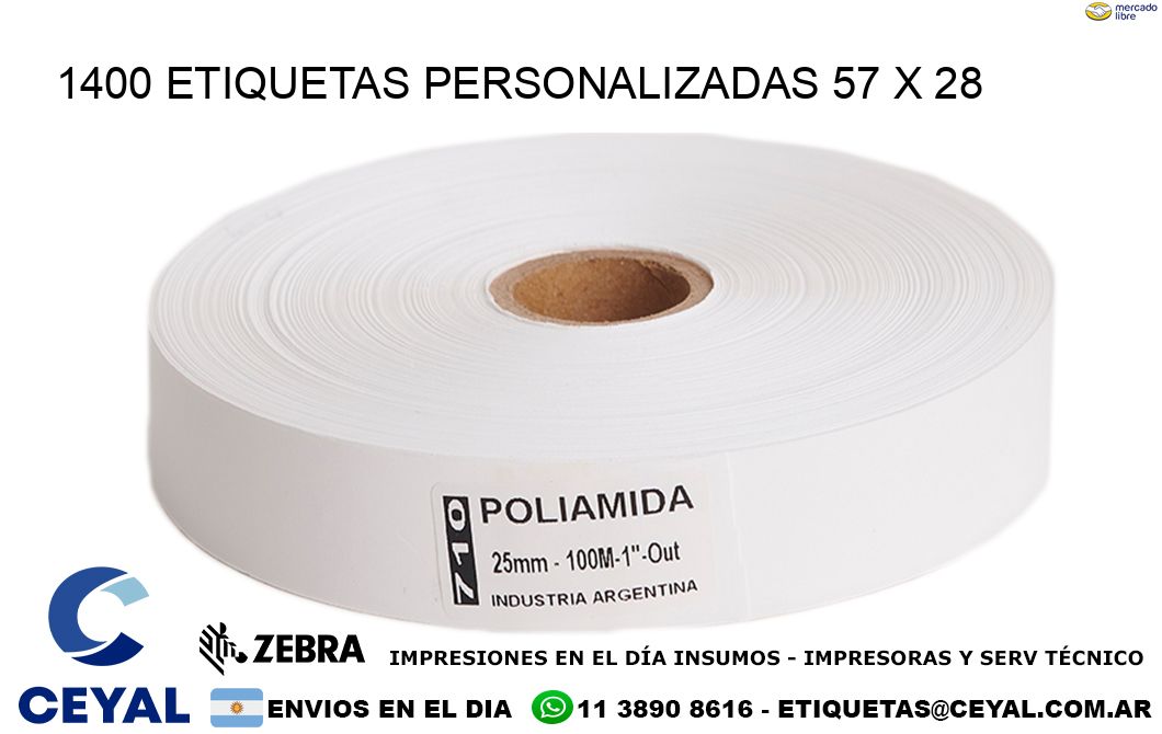 1400 ETIQUETAS PERSONALIZADAS 57 x 28