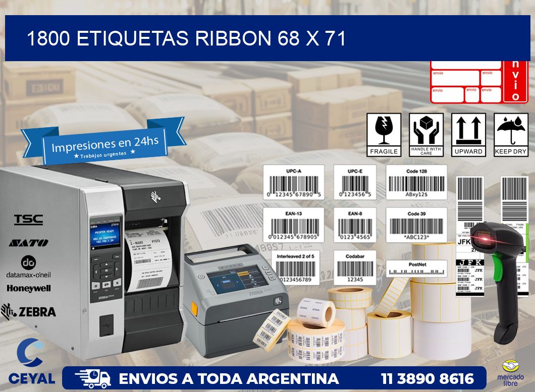 1800 ETIQUETAS RIBBON 68 x 71