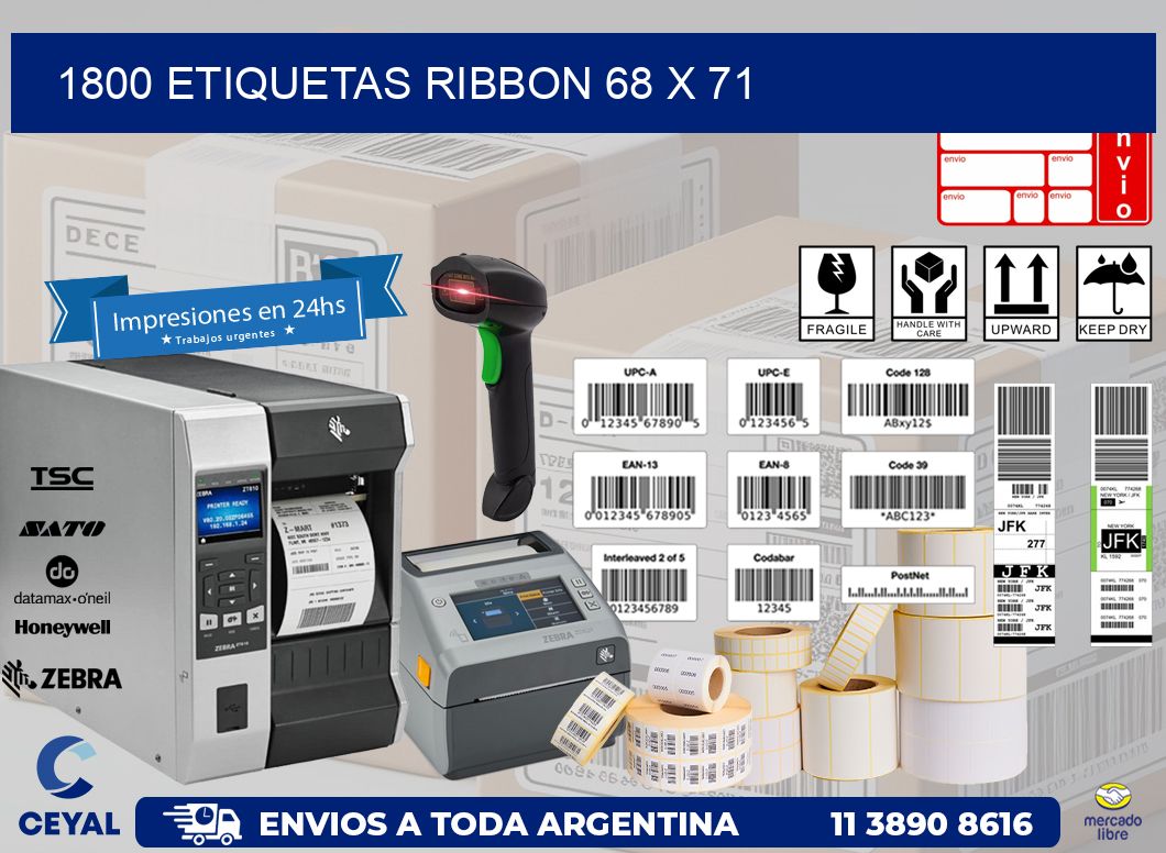 1800 ETIQUETAS RIBBON 68 x 71