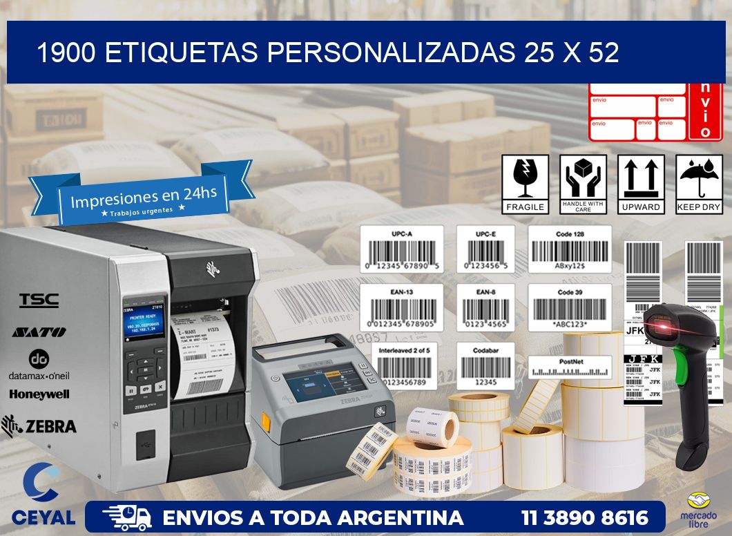 1900 ETIQUETAS PERSONALIZADAS 25 x 52