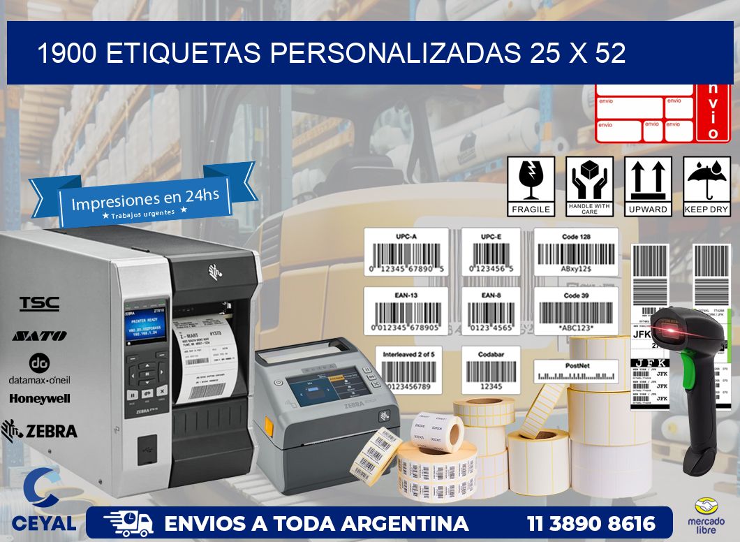 1900 ETIQUETAS PERSONALIZADAS 25 x 52