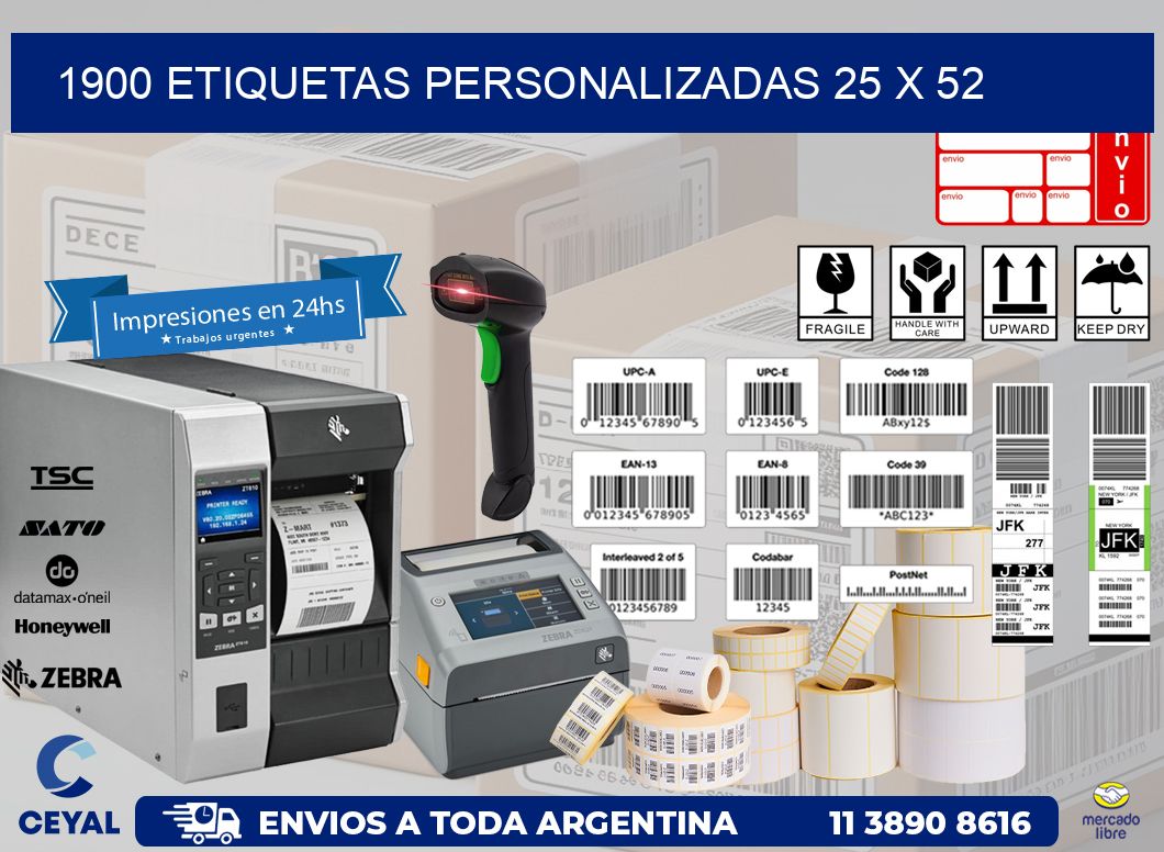 1900 ETIQUETAS PERSONALIZADAS 25 x 52