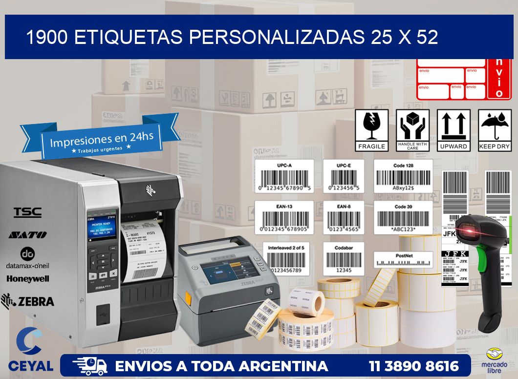 1900 ETIQUETAS PERSONALIZADAS 25 x 52