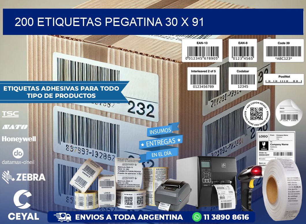 200 ETIQUETAS PEGATINA 30 x 91