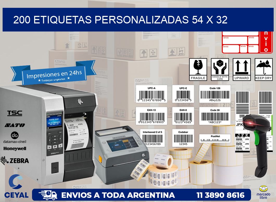 200 ETIQUETAS PERSONALIZADAS 54 x 32