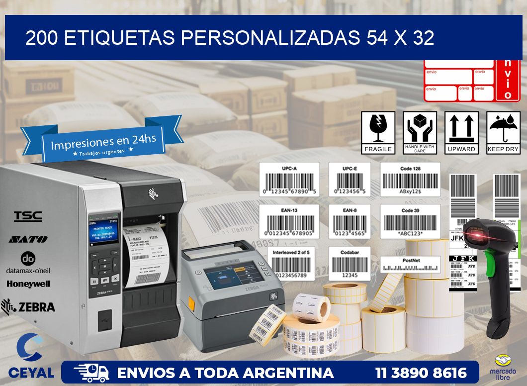 200 ETIQUETAS PERSONALIZADAS 54 x 32