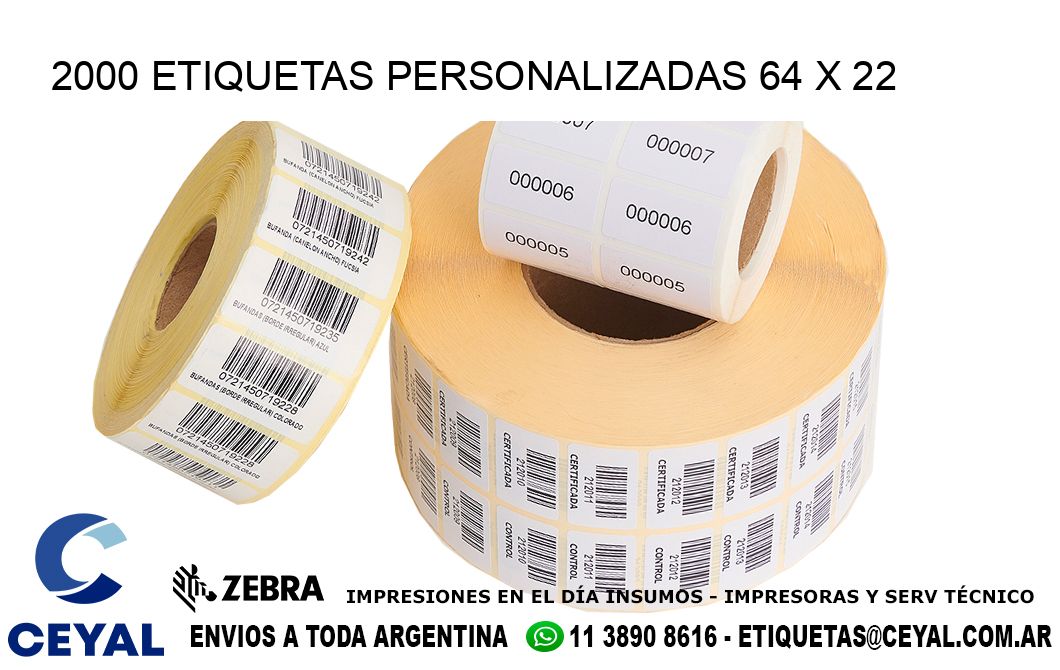 2000 ETIQUETAS PERSONALIZADAS 64 x 22