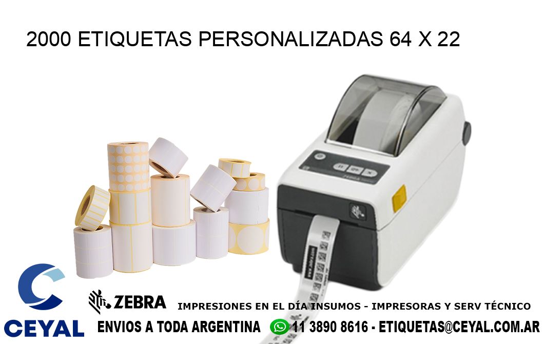 2000 ETIQUETAS PERSONALIZADAS 64 x 22