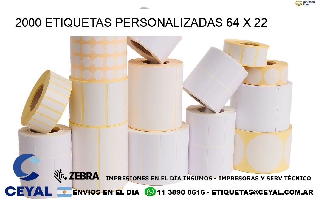 2000 ETIQUETAS PERSONALIZADAS 64 x 22