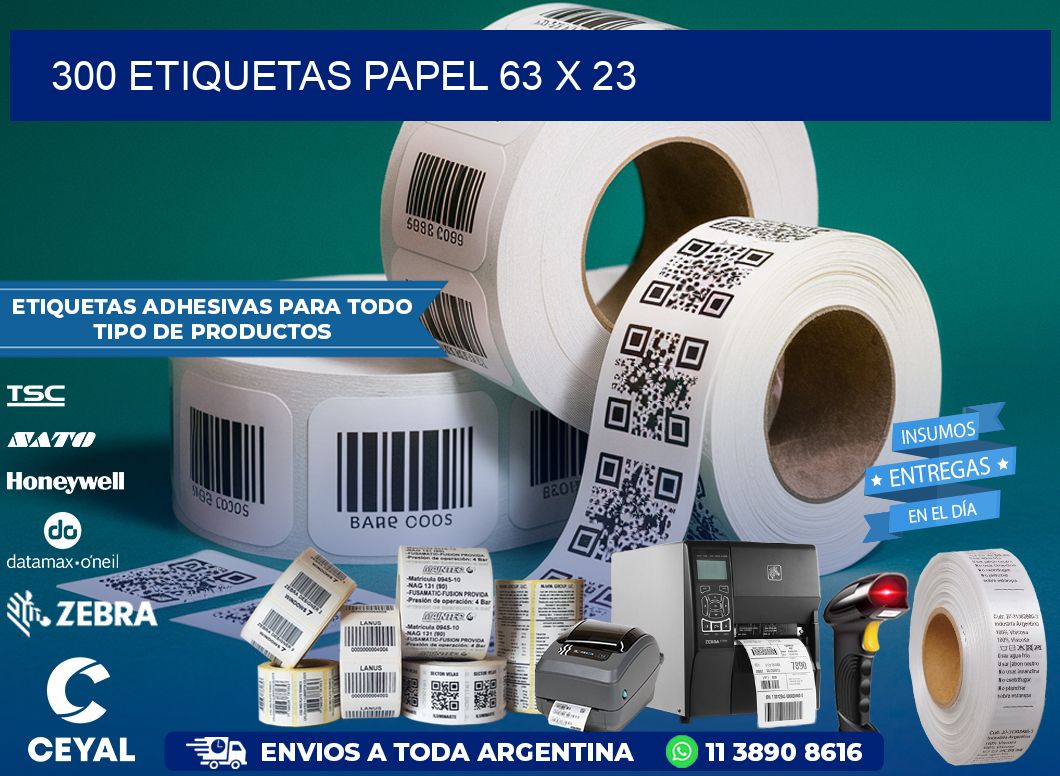 300 ETIQUETAS PAPEL 63 x 23