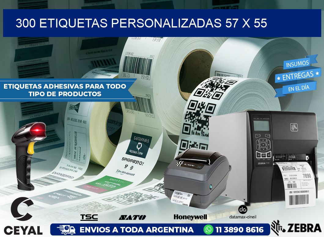 300 ETIQUETAS PERSONALIZADAS 57 x 55