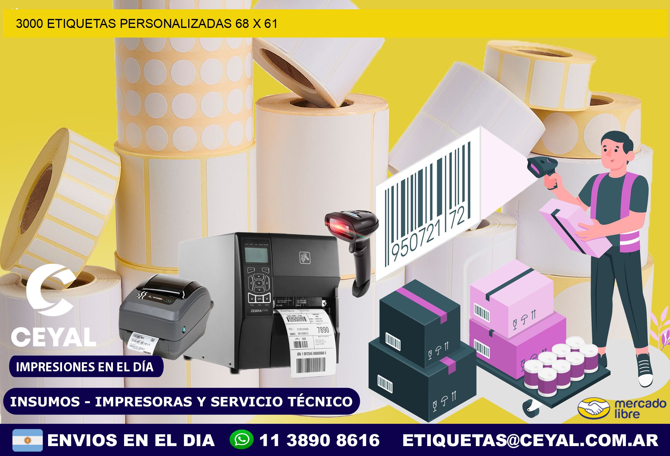 3000 ETIQUETAS PERSONALIZADAS 68 x 61