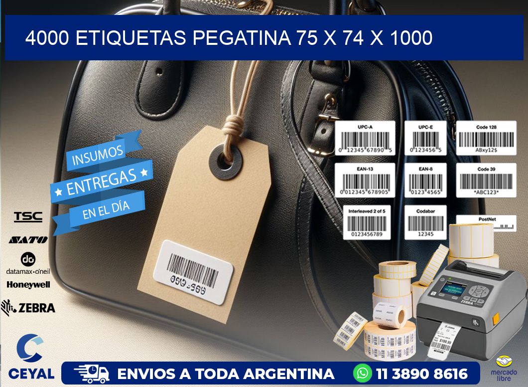 4000 ETIQUETAS PEGATINA 75 x 74 x 1000