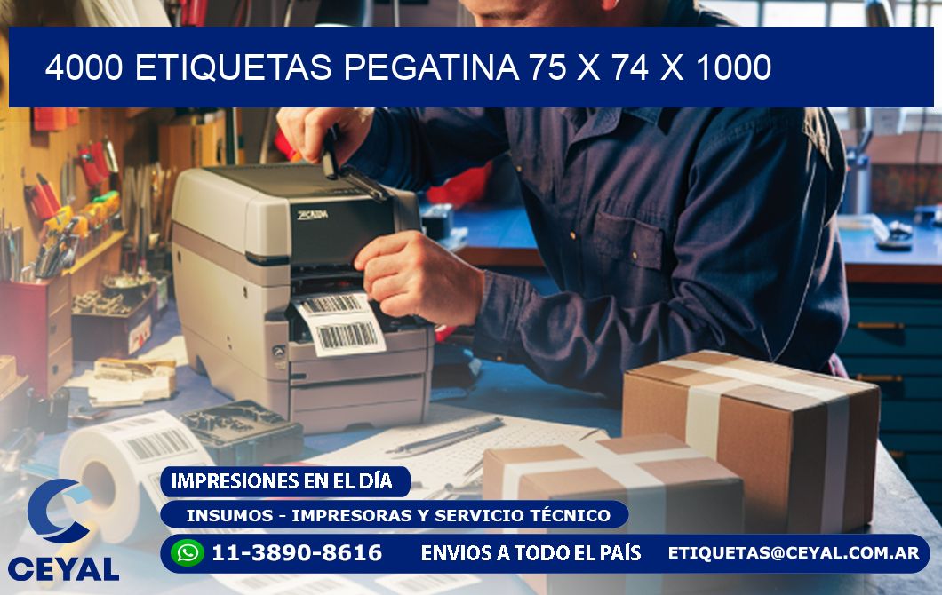 4000 ETIQUETAS PEGATINA 75 x 74 x 1000