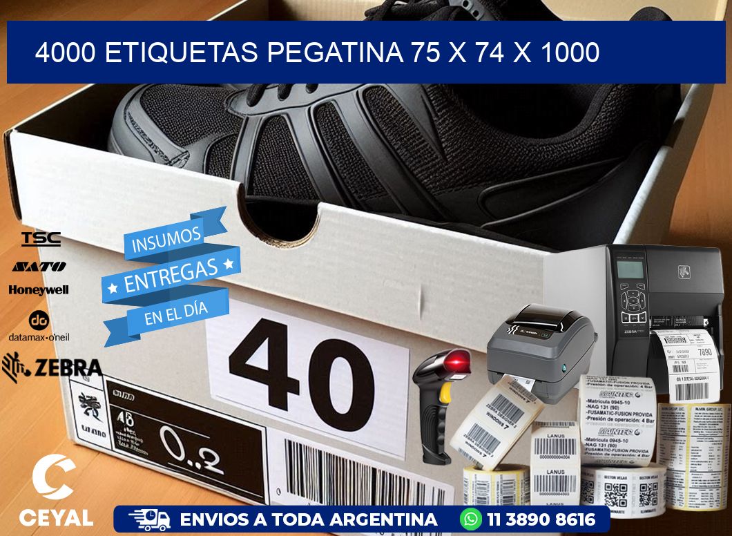 4000 ETIQUETAS PEGATINA 75 x 74 x 1000