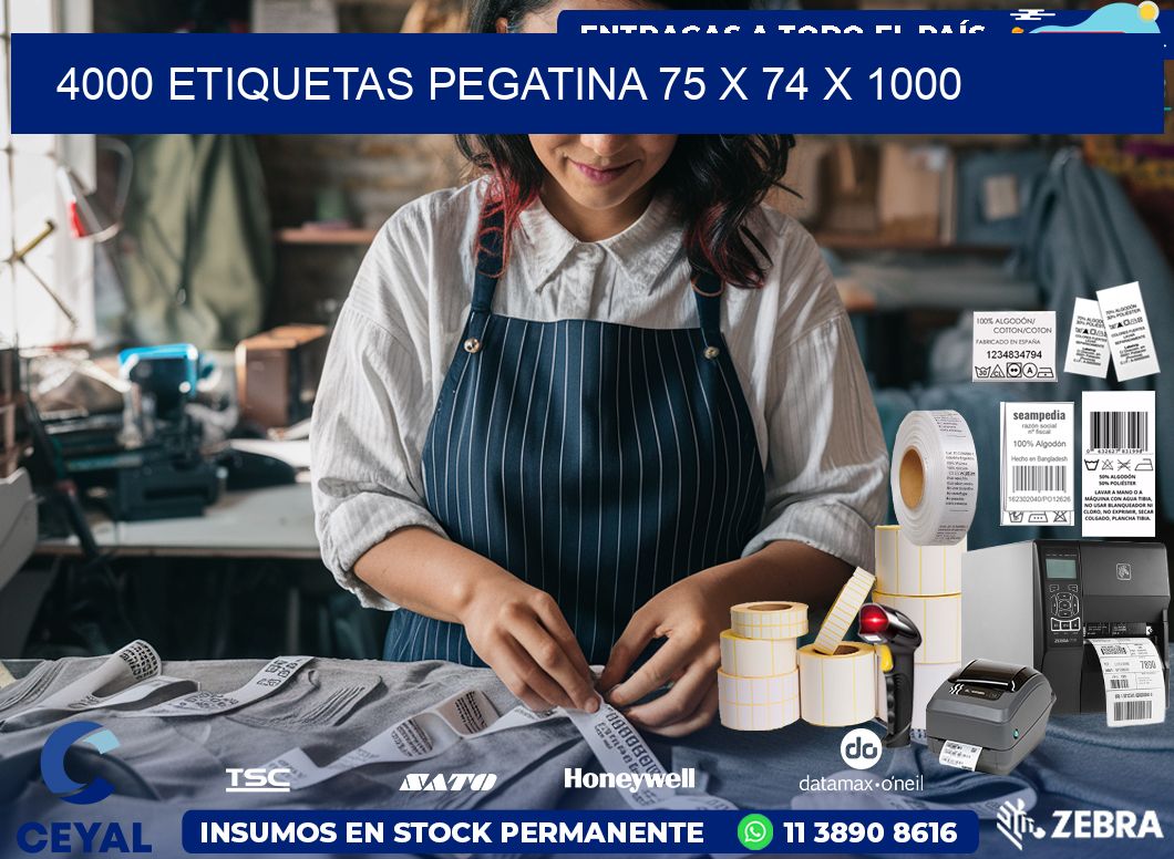 4000 ETIQUETAS PEGATINA 75 x 74 x 1000