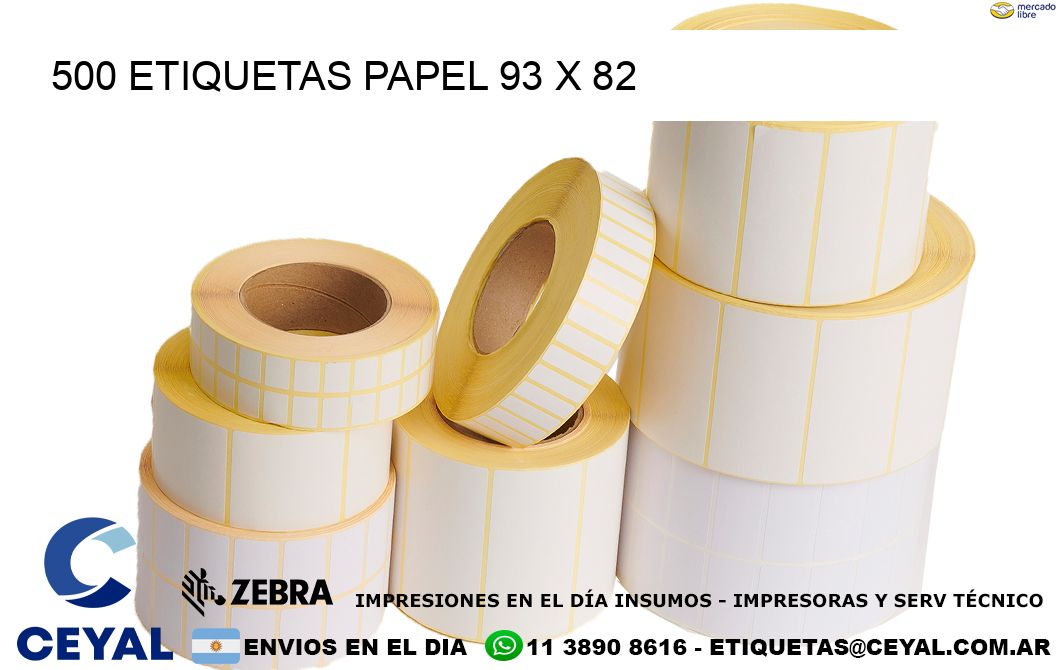 500 ETIQUETAS PAPEL 93 x 82