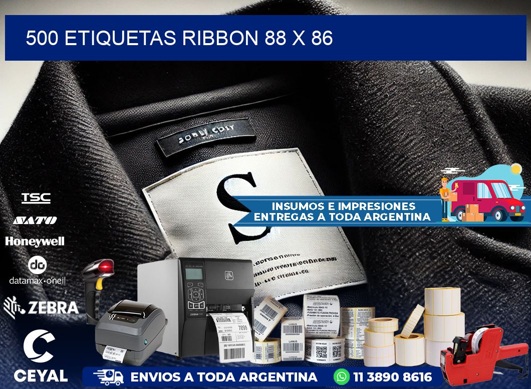 500 ETIQUETAS RIBBON 88 x 86