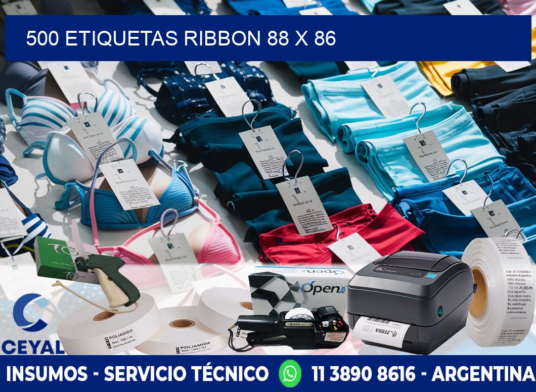 500 ETIQUETAS RIBBON 88 x 86