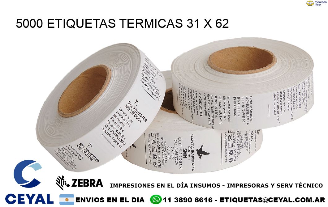 5000 ETIQUETAS TERMICAS 31 x 62