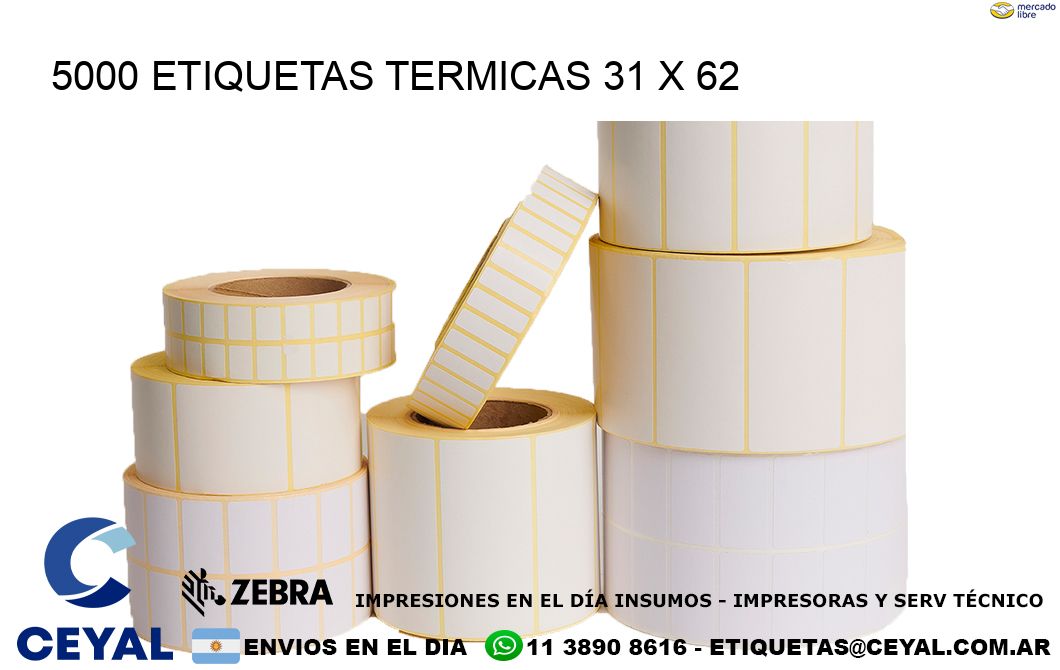 5000 ETIQUETAS TERMICAS 31 x 62