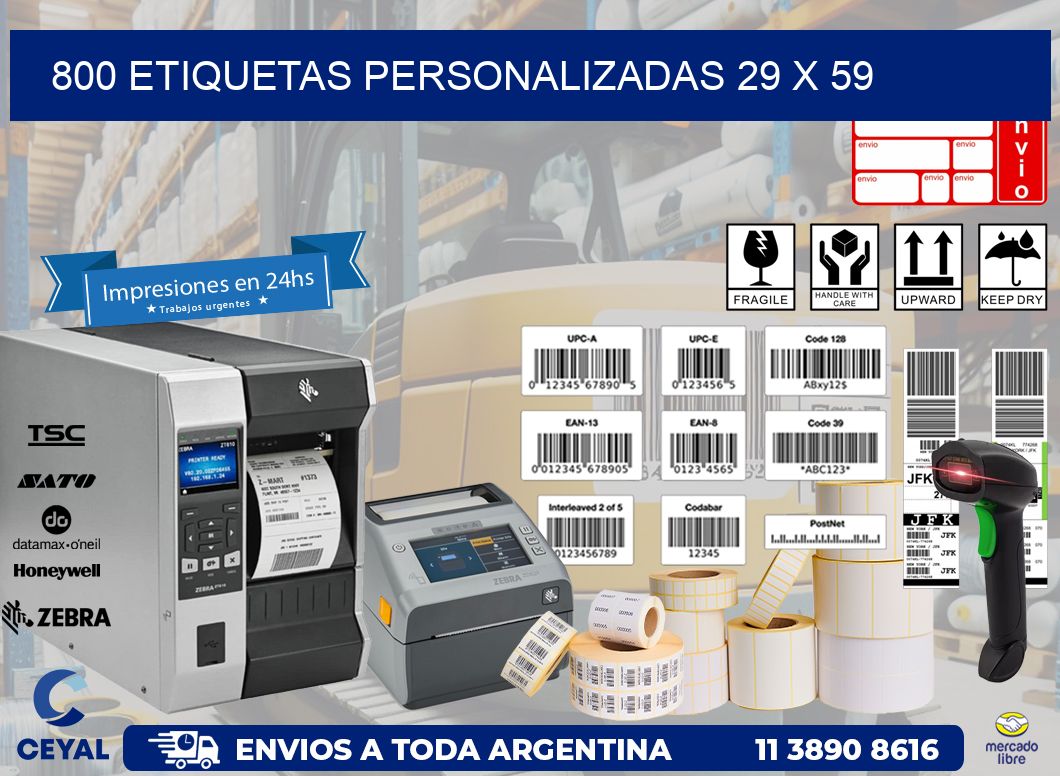 800 ETIQUETAS PERSONALIZADAS 29 x 59