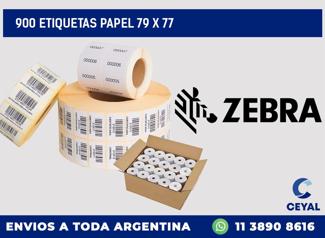 900 ETIQUETAS PAPEL 79 x 77