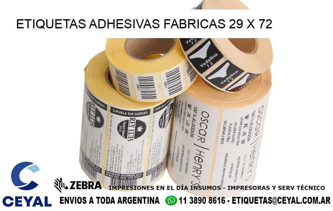 ETIQUETAS ADHESIVAS FABRICAS 29 x 72