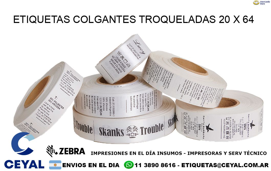 ETIQUETAS COLGANTES TROQUELADAS 20 x 64