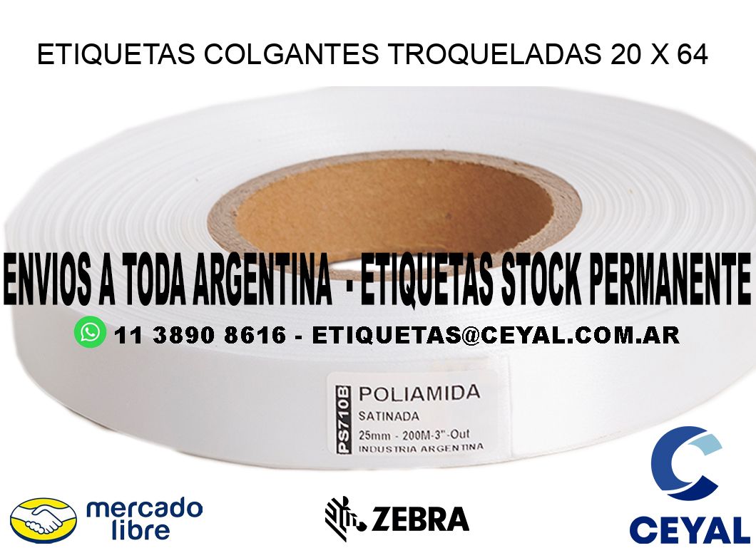 ETIQUETAS COLGANTES TROQUELADAS 20 x 64