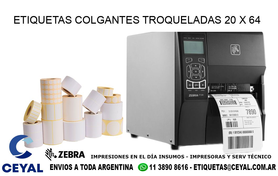 ETIQUETAS COLGANTES TROQUELADAS 20 x 64