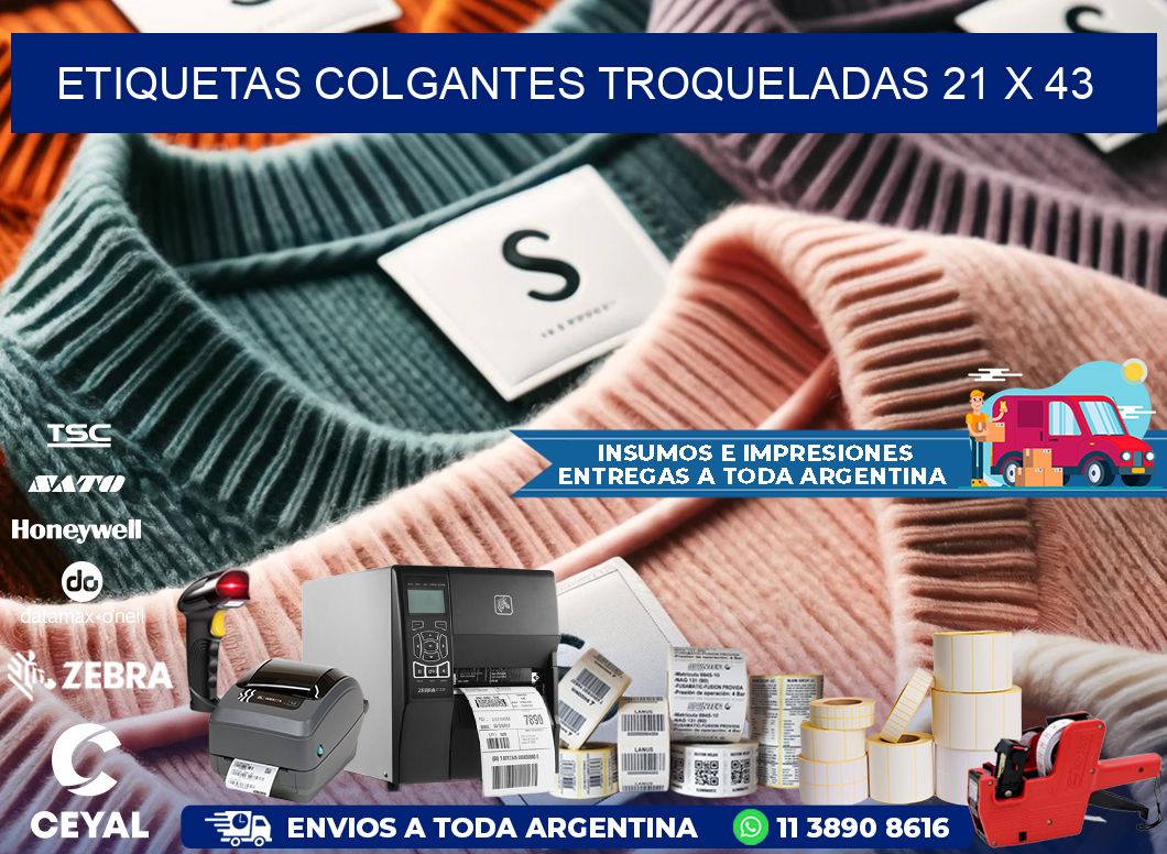 ETIQUETAS COLGANTES TROQUELADAS 21 x 43