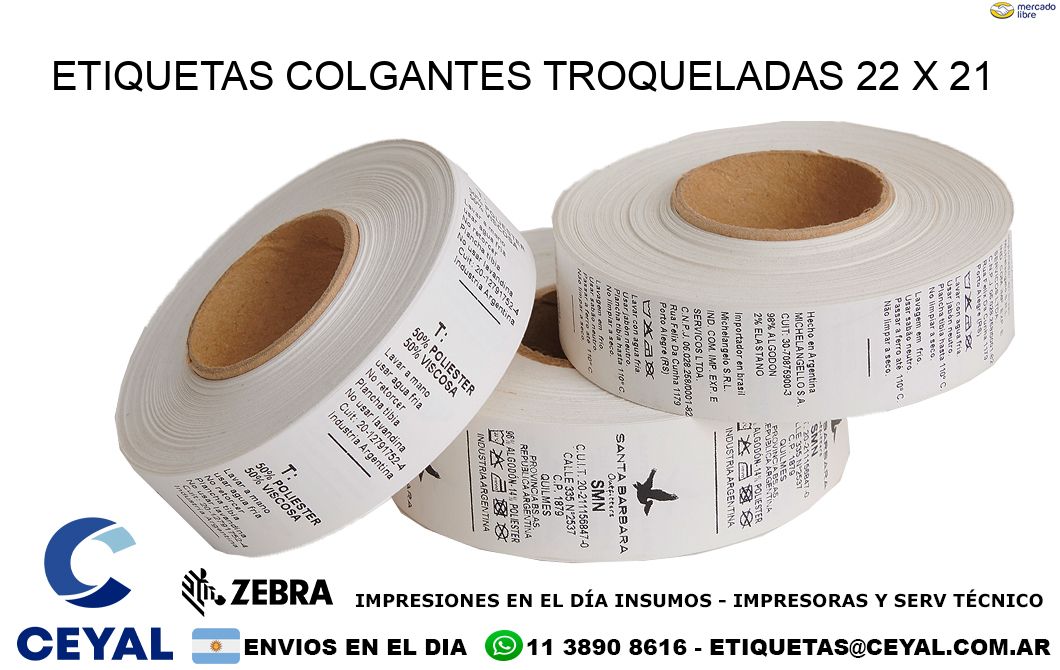 ETIQUETAS COLGANTES TROQUELADAS 22 x 21