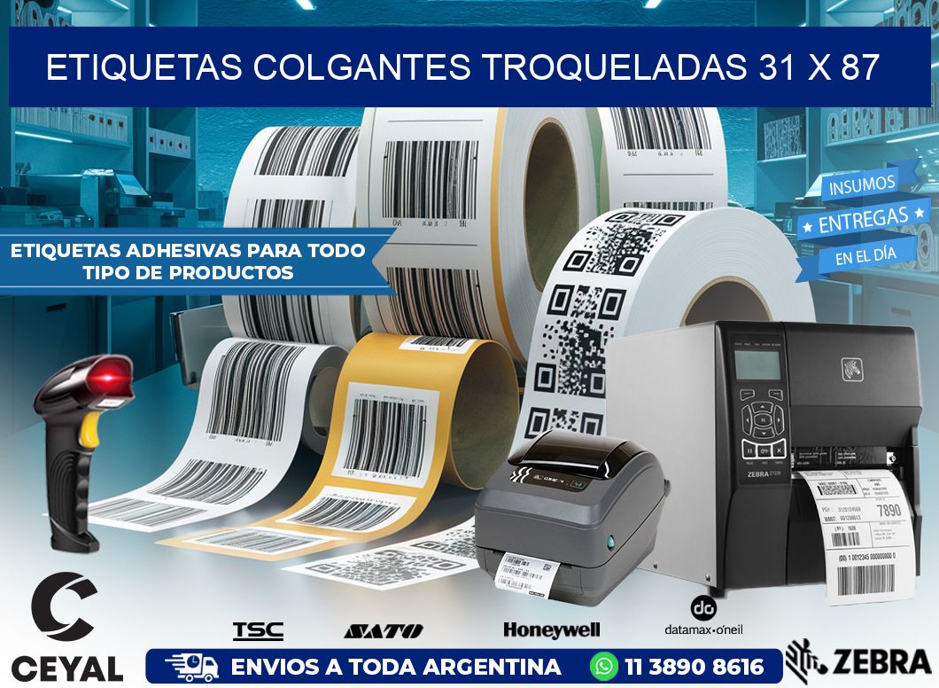 ETIQUETAS COLGANTES TROQUELADAS 31 x 87