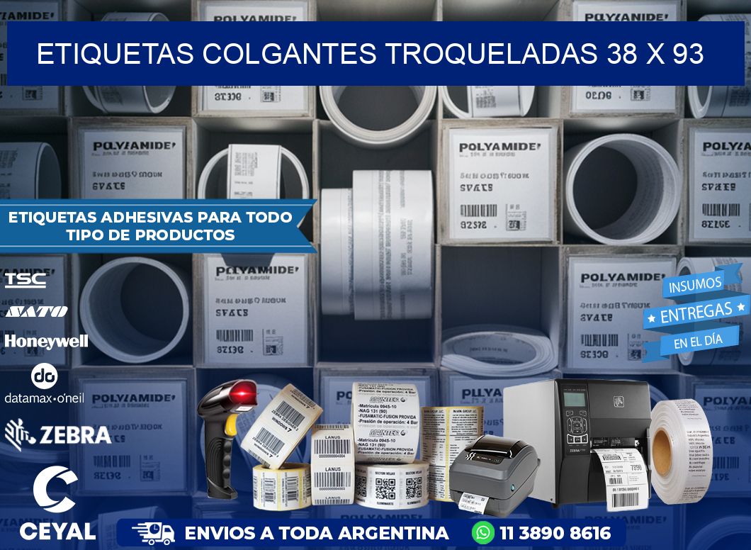 ETIQUETAS COLGANTES TROQUELADAS 38 x 93