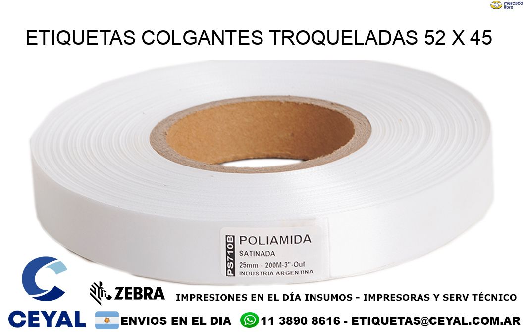 ETIQUETAS COLGANTES TROQUELADAS 52 x 45