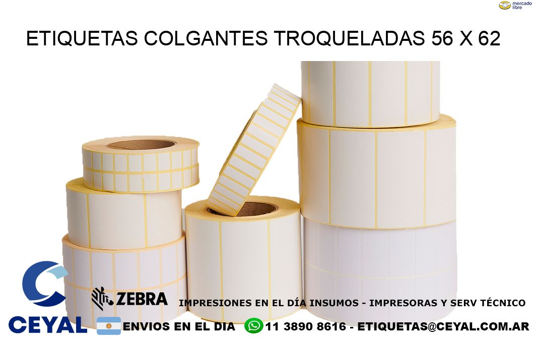 ETIQUETAS COLGANTES TROQUELADAS 56 x 62