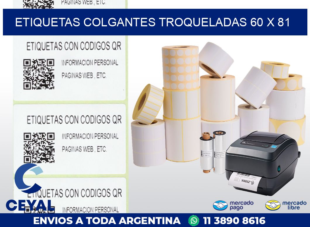 ETIQUETAS COLGANTES TROQUELADAS 60 x 81