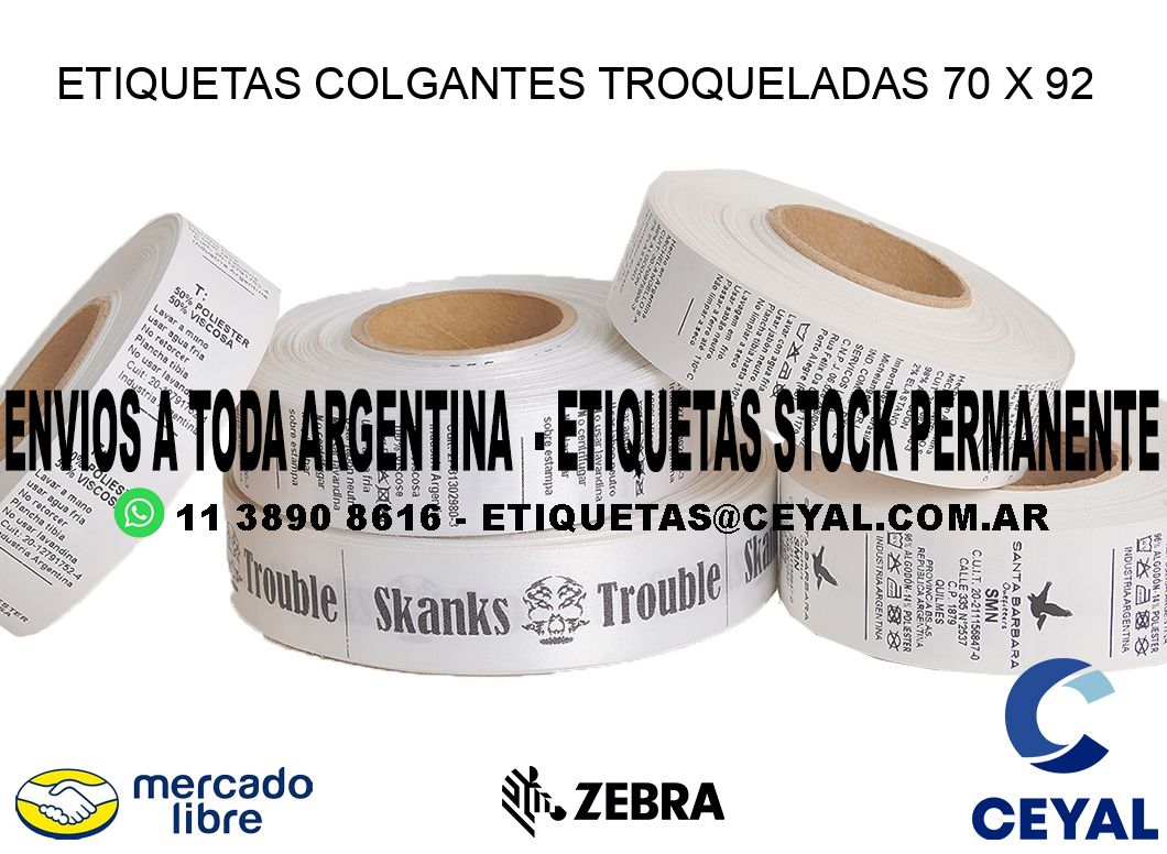 ETIQUETAS COLGANTES TROQUELADAS 70 x 92