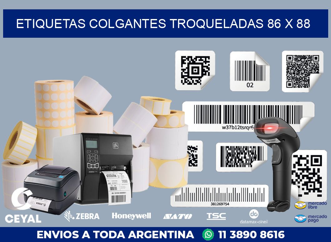 ETIQUETAS COLGANTES TROQUELADAS 86 x 88