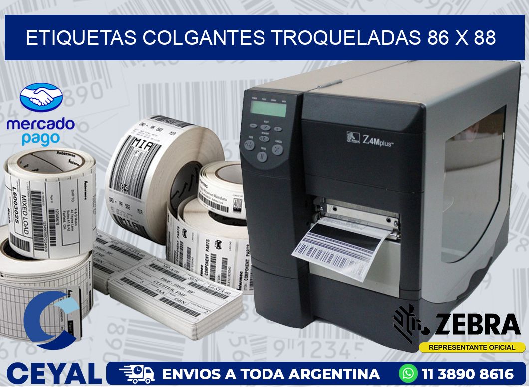 ETIQUETAS COLGANTES TROQUELADAS 86 x 88