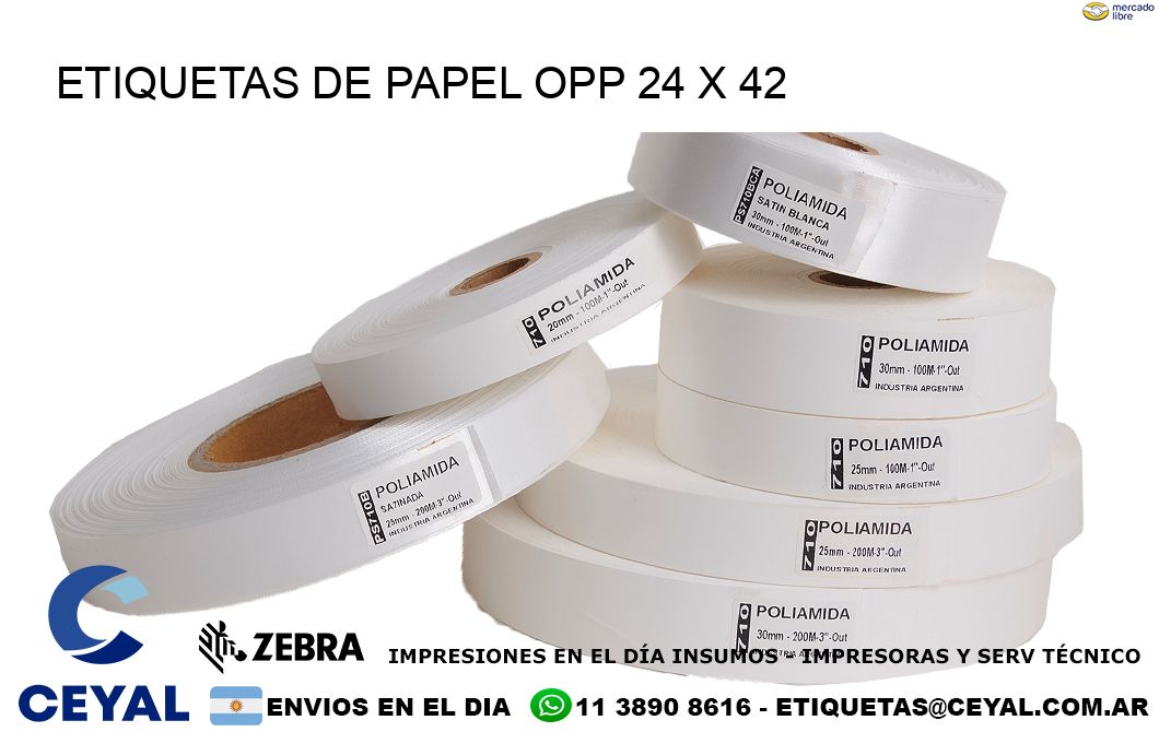 ETIQUETAS DE PAPEL OPP 24 x 42